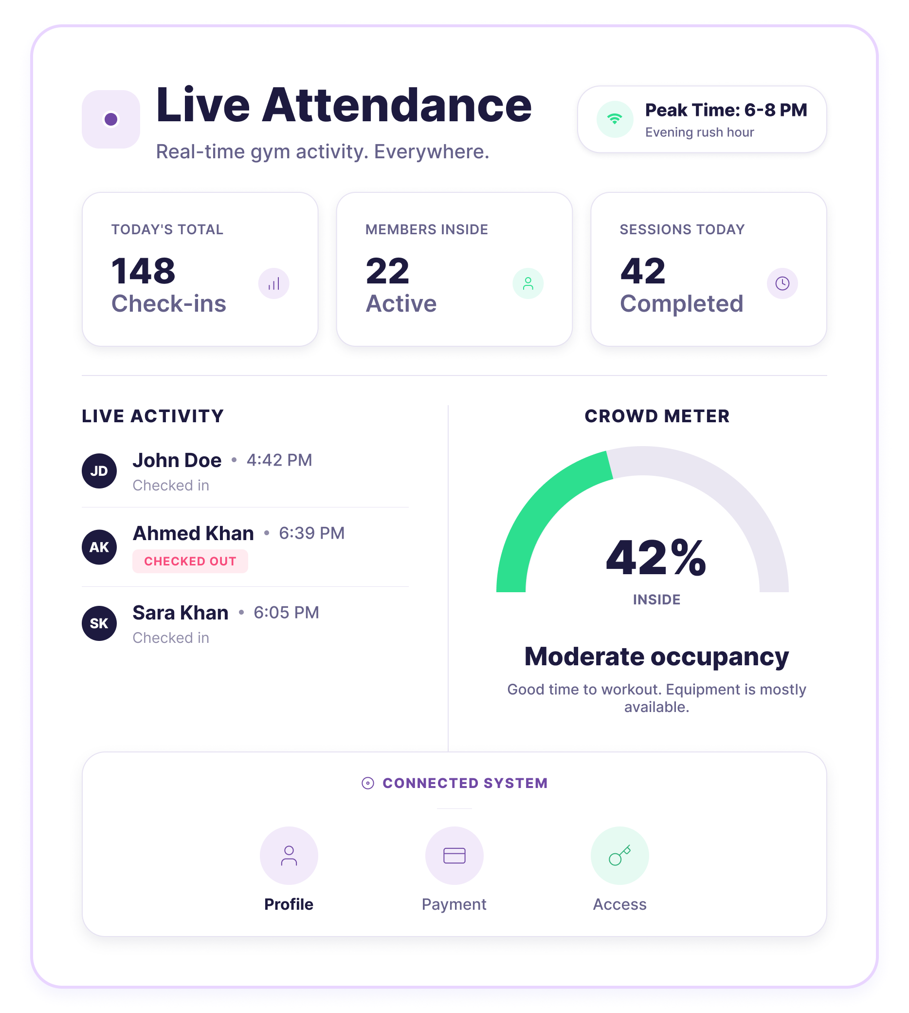 Fitness Marvel attendance card