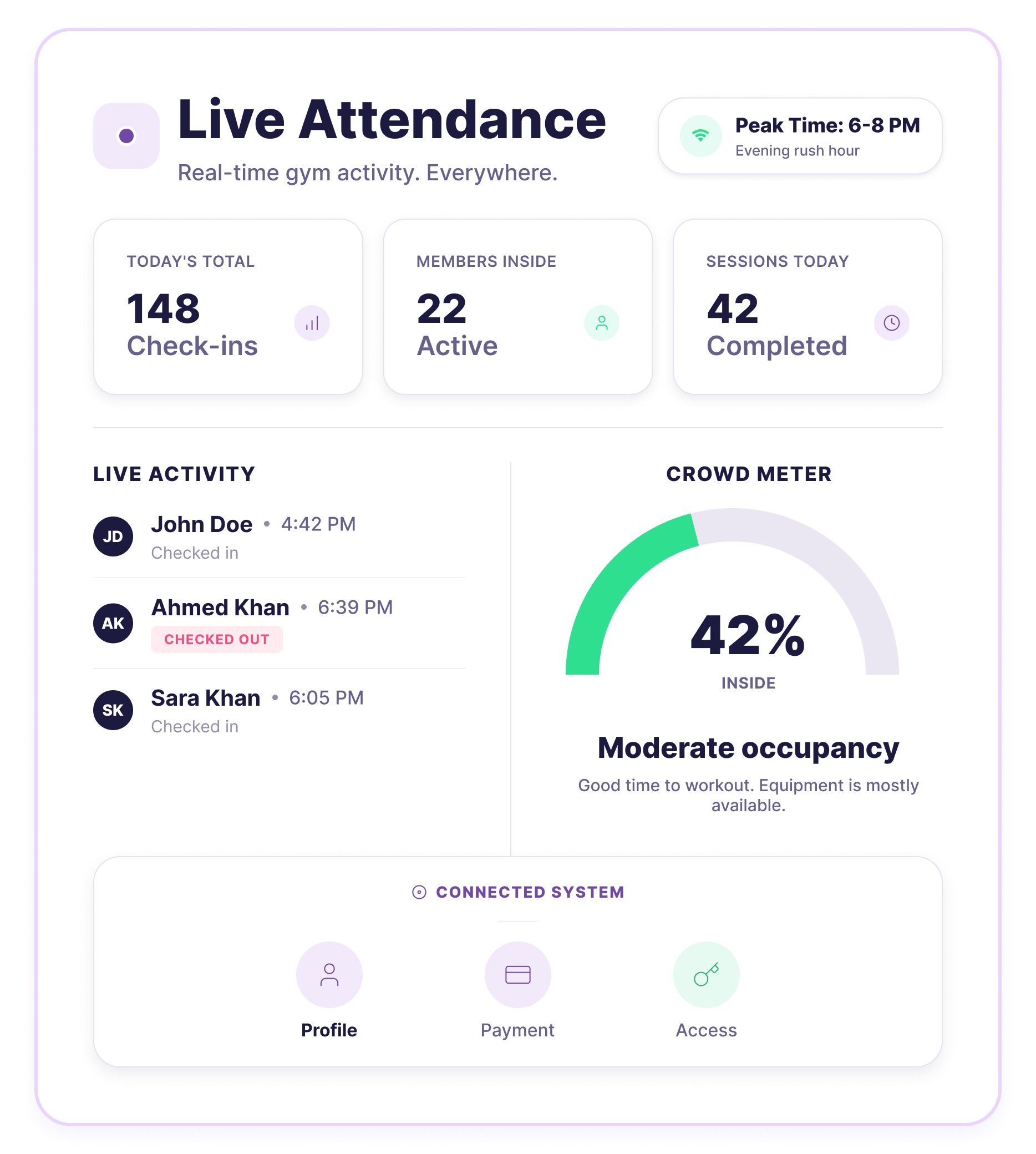 Fitness Marvel attendance card