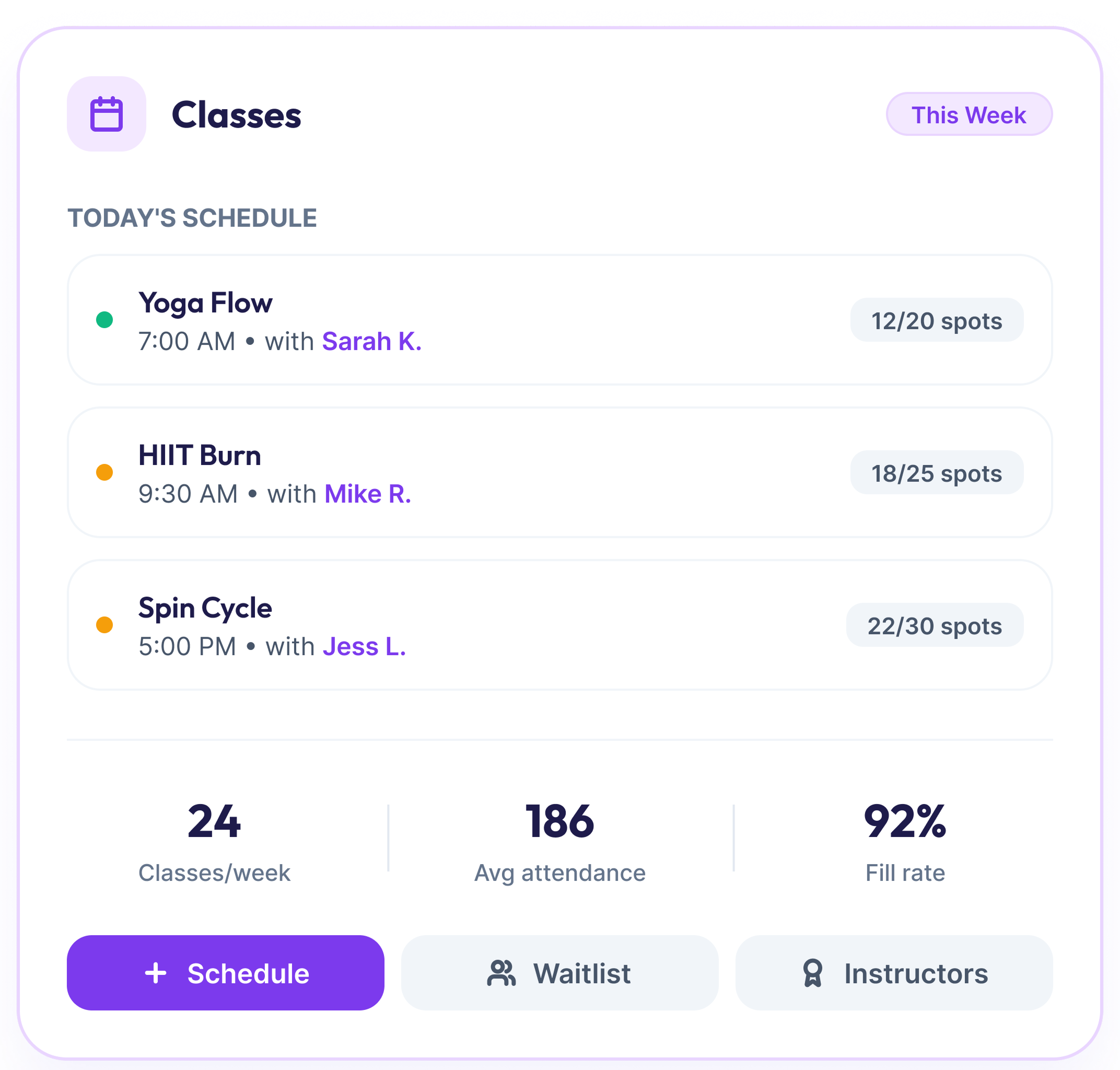 Fitness Marvel classes module card
