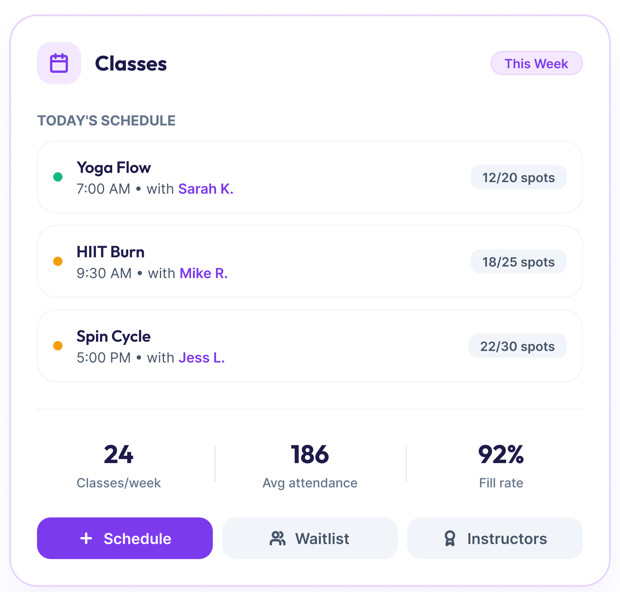 Fitness Marvel classes module card